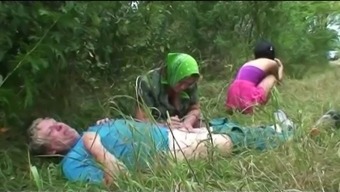 Granny Threesome In The Forest