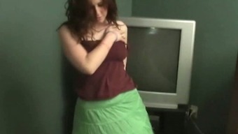 Adorable Broad In A Cute Skirt Jams Her Finger Deep In Her Beaver