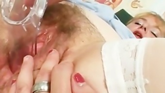 Busty Milf In Uniform Spreads Her Hairy Pussy