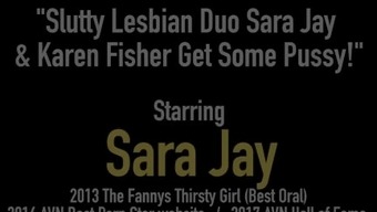 Slutty Lesbian Duo Sara Jay & Karen Fisher Get Some Pussy!