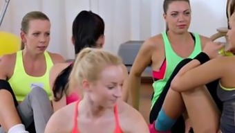 Muscled Fitness Coach Bangs Two Babes In The Gym