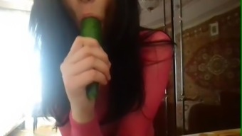 Hottest Armenian Teen Sucks Huge Cucumber