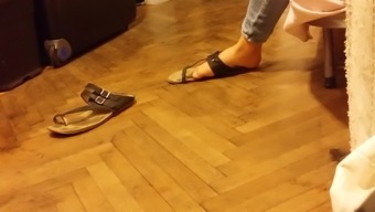 Putting On Leather Sandals
