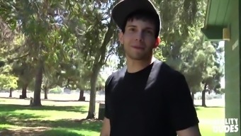 Horny Twink Gets Talked Into Fucking With A Stranger Outdoors