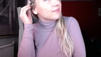 Blonde With Gigantic Tits Posing On Webcam