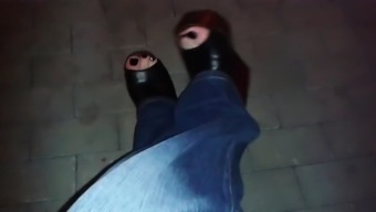 Platform Wedges And Black Toenail Polish