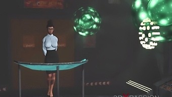 A Hot Black Girl Gets Fucked Hard By A Cyber Angel Shemale In The Sci-Fi Prison