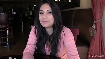 An Inexperienced Brunette With Massive Natural Boobs Loves Recording In Public.