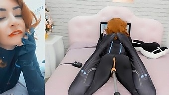 Brunette Beauty Black Widow Enjoys Sex Toy Play